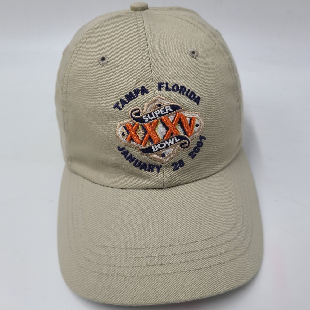 Vintage Super Bowl XXXV Hat Strapback Logo Athletic Beige NFL Football 2001 Men‎